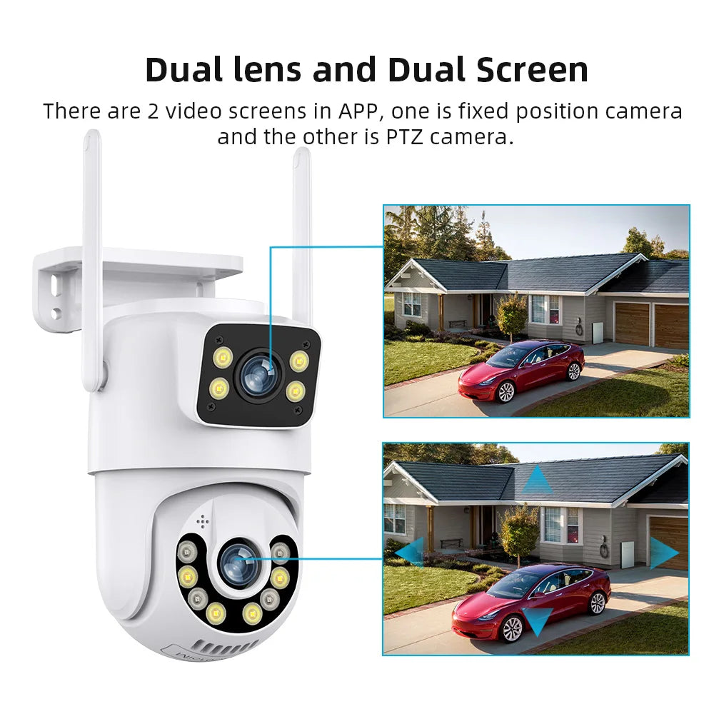 Cameră de Supraveghere WiFi 4K 8MP Dual Lens – Securitate Inteligentă pentru Exterior